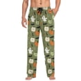 thumbnail image 4 of Men's Sleep Pants Lightweight Pjs Sleepwear Comfortable Lounge Pants Bottom Pants with Pocket Pale Green Pumpkins and Ghosts, 4 of 7