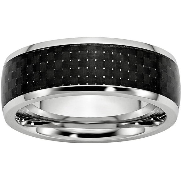 Cobalt Black Carbon Fiber Inlay Polished Band, 8mm