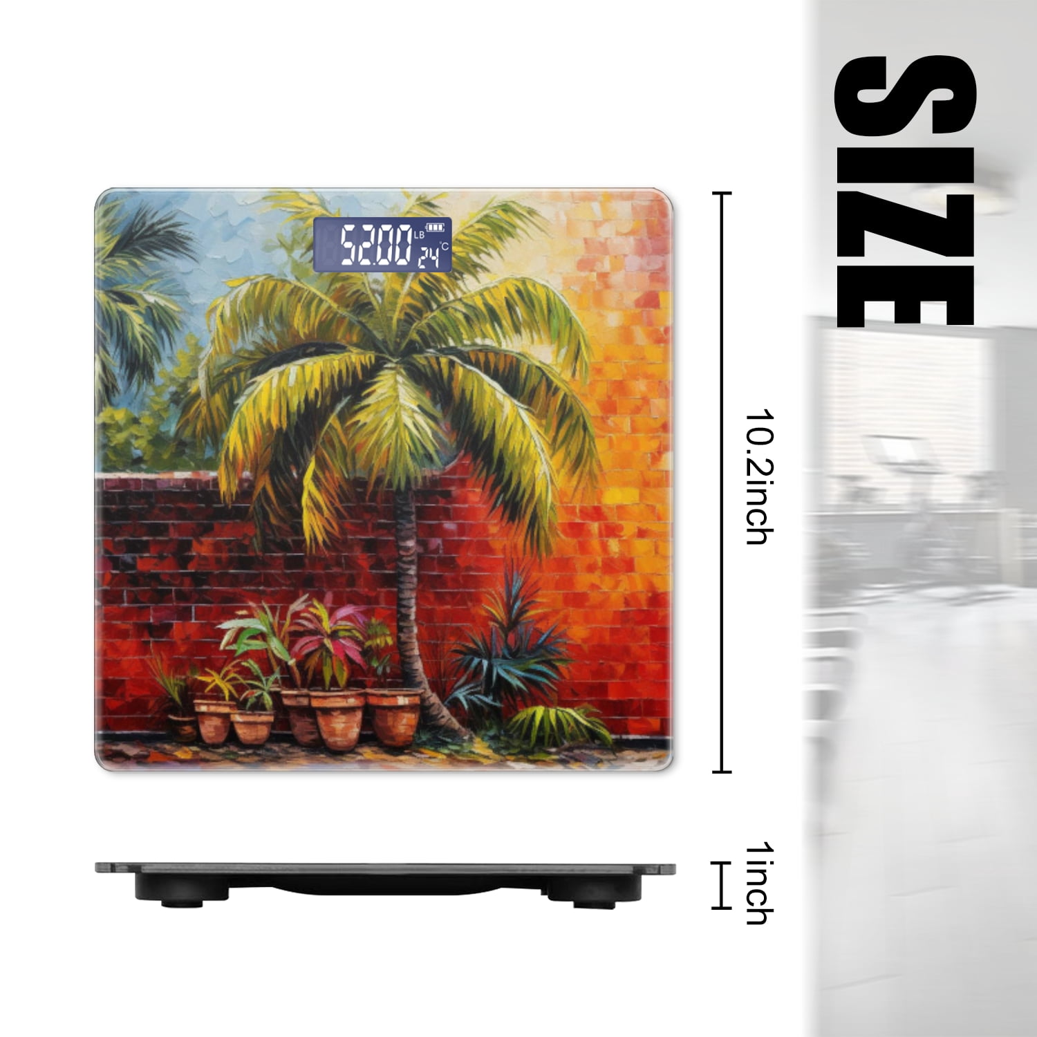 Bathroom Scale, Highly Accurate Digital Body Scale,Precisely Measures Weight up to 400 lbs-Exotic Palm Tree In Front Of Red Brick Wall