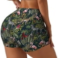 thumbnail image 2 of Vsdgher Flamingos And Palm Leaves print Workout Shorts for Women Seamless Soft Smooth Gym Yoga Scrunch Active Exercise Fitness Shorts, 2 of 8