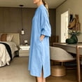thumbnail image 4 of QUNYINEY Blue Dresses for Women Plus Size Long Sleeve Fall Faux Cotton Linen Midi A Line Dress with Pockets V Neck Loose Fit Casual Dresses, 4 of 9