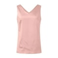 thumbnail image 6 of Satin Tank Tops for Women Loose Fit Sleeveless V Neck Cami Camisole Dress Blouses Business Shirts Formal Top Pink 2XL, 6 of 7