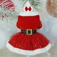 thumbnail image 4 of HQREA Dog Christmas Dress with Hair Bow Winter Puppy Holiday Costume Red Velvet Dress Pet Outfit Clothes, 4 of 8