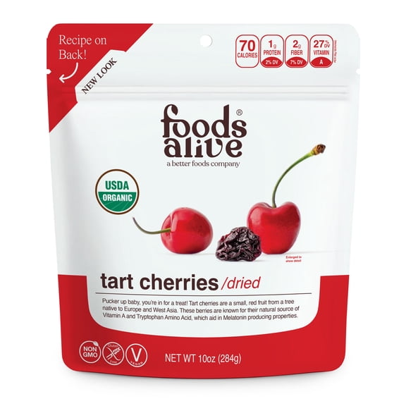 (Pack of 6) Foods Alive Organic Tart Cherries, Dried, 10 oz