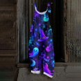 thumbnail image 2 of JULMCOMO Halloween Jumpsuits for Women Cotton Linen Pumpkin Cat Ghost Printed Spaghetti Strap Holiday Outfits Plus Size Loose Cute Print Jumpsuits Sky Blue M, 2 of 5