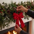 thumbnail image 4 of Red Flocked Bow Christmas Ornament with Velvety Soft Touch – Perfect for Tree, Wreath, and Door Decor, 4 of 6