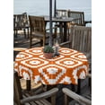 thumbnail image 2 of Outdoor Tablecloths with Umbrella Hole & Zipper, Orange White Geometric Round Tablecloth 54 Inch, Modern Abstract Art Waterproof Table Cloth, Patio/Pool/Picnic Table Covers, 2 of 8