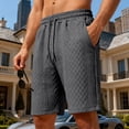 thumbnail image 2 of GrmtClth Men's Textured Knit Shorts Soft Casual Elastic Drawstring Loungewear with Pockets Comfortable Daily Fashion Wear Shorts Dark Gray 2XL, 2 of 4