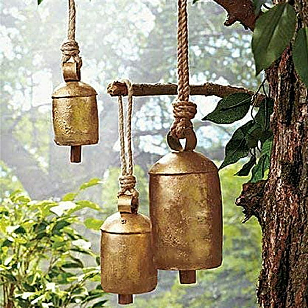 Windchime With Cow Bells on a String With Bamboo and Silver