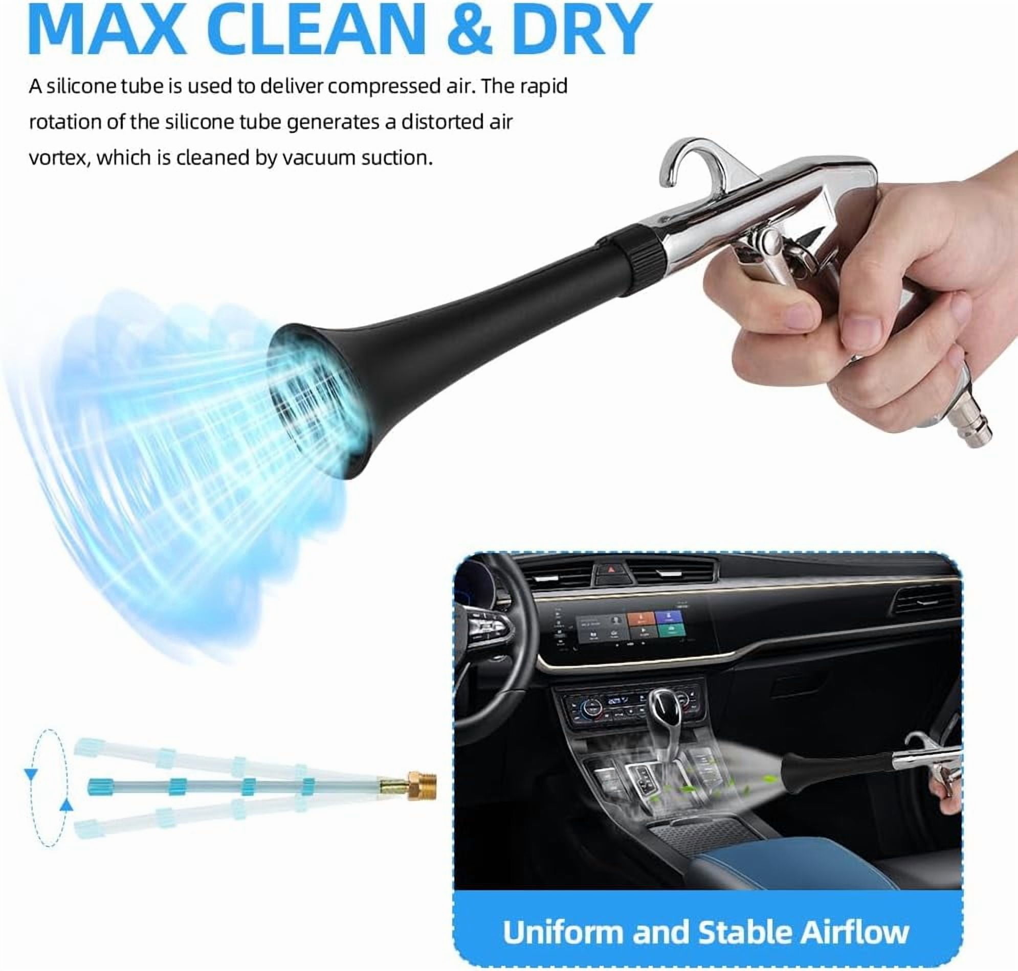 Car Cleaning Gun, Detailing Interior Dryer Air Blow Gun, Classic Air Blow Gun, High Pressure Compressed Dry Blow Gun for Interior Automobile Upholstery Carpets Tables and Chairs