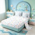 thumbnail image 3 of Manfei Sketch Conch Bowknot 7-Piece King Bedding,Scallop Ocean King Bed in a Bag,Colorful Stars Reversible, 3 of 7