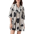 thumbnail image 1 of Gupgi Robe Courte de Maternité pour Femmes, Décontractée, Imprimé de Feuilles, Manches 3/4, Taille Haute, Coupe Ample, pour Séance Photo, Vêtements de Grossesse, 1 of 8