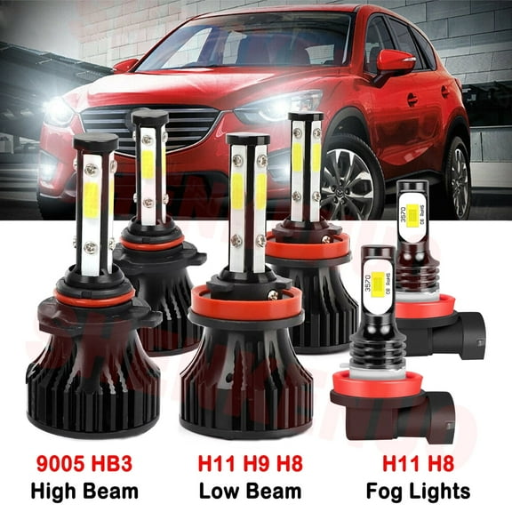 9005 H11 High&Low Beam for Mazda 5 2012 2013 2014 2015 2016 2017 LED Headlights H11 Fog Lights 6pcs