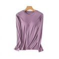 thumbnail image 4 of Camisa básica de manga larga con cuello redondo y almohadilla para el pecho, pijama para mujer, ropa de otoño, ropa de casa de talla grande, 4 of 4