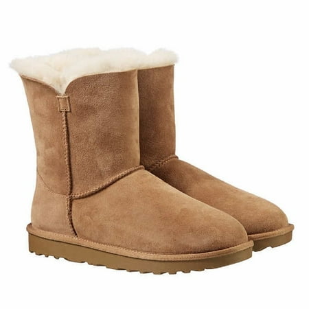 Signature Boots Khaki Kirkland Signature Ladies Genuine Sheepskin - Shearling Lining - Zipper Boots for Women ()