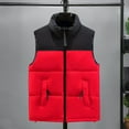 thumbnail image 3 of Mrat Puffer Vest Women Lightweight Plus Size Winter Sleeveless Zip up Down Jackets Outerwear Vest Zipper Closure&nbsp;Color Block Pockets Down Coat Quilted Vest T-1-Red XXXXXXL, 3 of 3