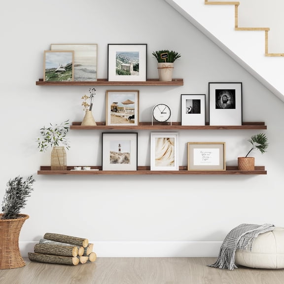 Floating Picture Ledge Shelves Set of 4, 24 Inch Shelves with Lip - Large Nursery Book Shelf for Toys Storage, Kids Bookshelf, Living Room, Bedroom Decor Frames