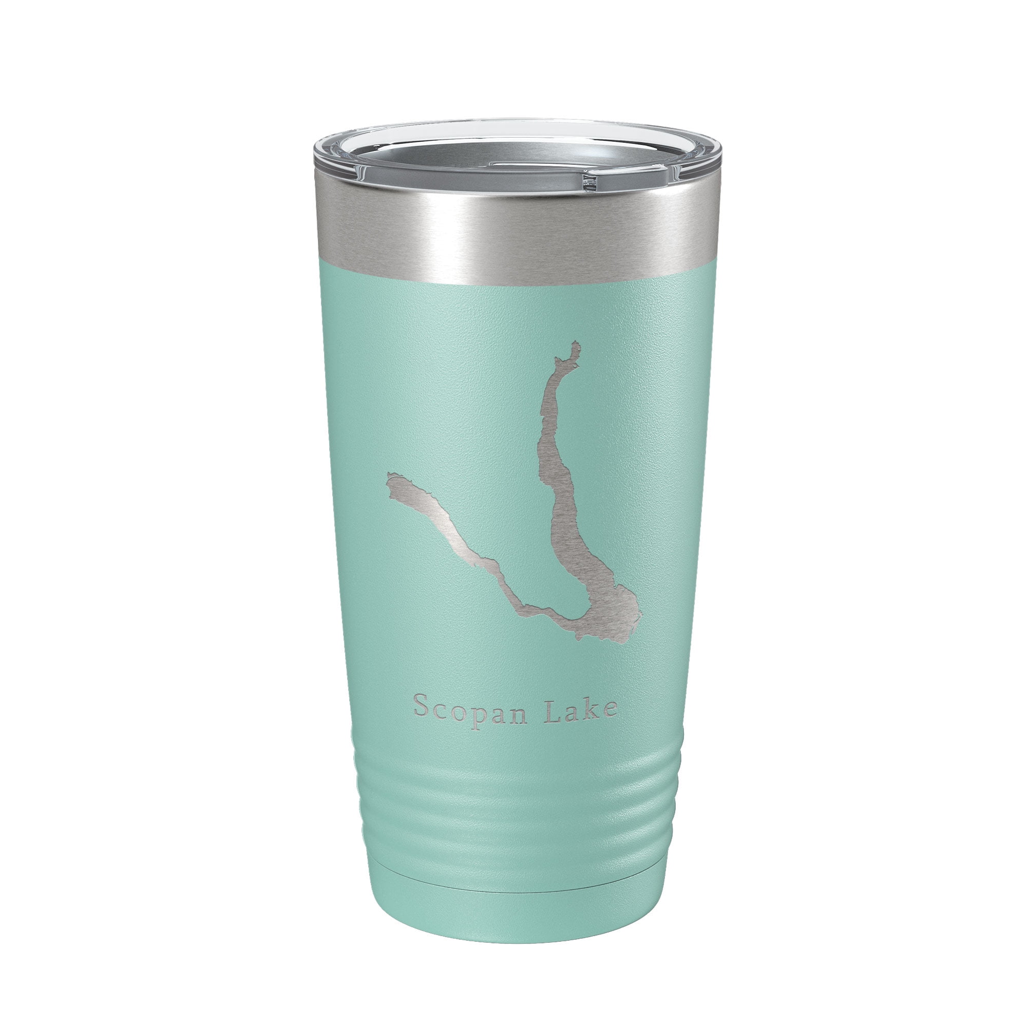 Scopan Lake Squapan Map Tumbler Travel Mug Insulated Laser Engraved Coffee Cup Maine 20 oz Teal