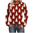 thumbnail image 2 of HOMBOM Womens Tops Red Funny Fashion Christmas Snowflakes Long Sleeve Crewneck Blouse for Women Xmas, 2 of 8