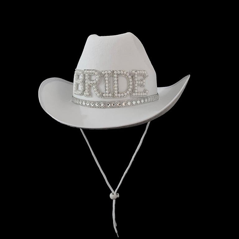 for Rhinestone Women Bride Letter Cowgirl Hat Wide Brim  display picture 2