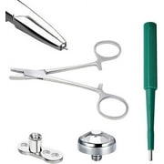 Luxe Modz Dermal Piercing Kits for All Piercings 14G Dermal Tops 4mm CZ Dermal Base 2mm Raise MicroDermal Anchor Tube Insertion Hemostat Forceps 6" Dermal Punch 2mm Surface Skin Piercing Jewelry
