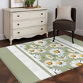 thumbnail image 3 of Sage Green Daisy Area Rug 4x6 FT, Non Slip Kids Room Carpet, Farmhouse Floral Green Striped Washable Soft Floor Carpet Non-Shedding Throw Rug for Dorm Kitchen Study Room Home Office Bedside, 3 of 9