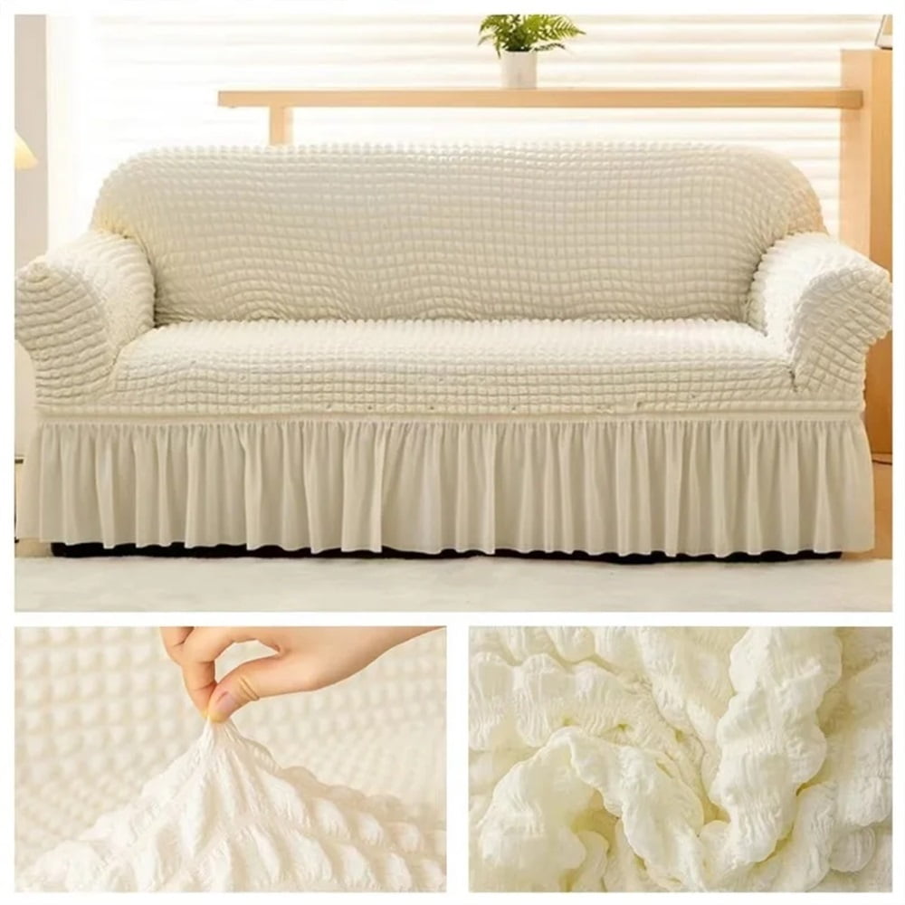 1/2/3/4 Seater Seersucker Sofa Slipcover High Stretch Couch Cover Sofa Protector Elastic Corner Couch Covers