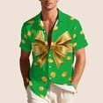 thumbnail image 5 of St Patrick's Day Shirts for Men Oversized Clovers Irish Shamrocks Printed Button Down Lapel Short Sleeve T Shirt Summer Casual Vacation Hawaiian Beach Blouse Top, 5 of 9