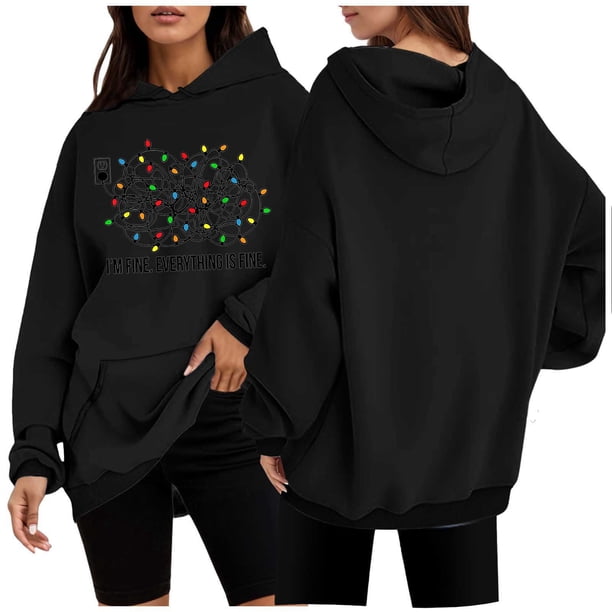WILLBEST Sudaderas de Mujer con Capucha y Estampado Navideño Grande