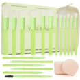 thumbnail image 1 of Juego de brochas de maquillaje Vivid Beauty Green, 18 piezas con esponjas batidoras, 1 of 6