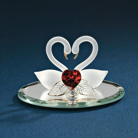 - Swan Pair Red Heart Glass Figurine Glas Baron Love For Women