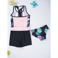 thumbnail image 7 of TiaoBug Nimiya Kids Girls 3Pcs Tankini Swimwear Outfit Hawaiian Print Tank Top Swim Shorts Briefs Swimsuit Black Floral 14, 7 of 7
