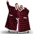 thumbnail image 4 of Manta de franela súper larga con mangas para parejas, bata acogedora, cálida para el hogar, sudaderas con capucha de invierno, manta de TV de lana, regalo de gran tamaño, 4 of 4