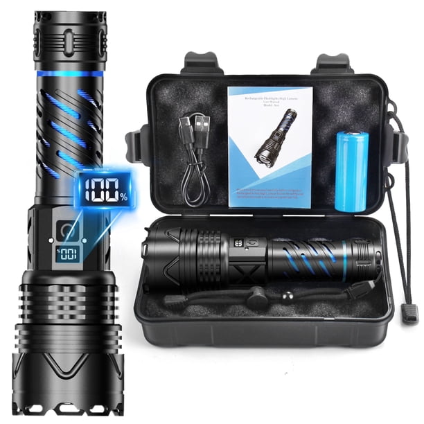 Juyafio Rechargeable Flashlight, 300,000 High Lumen,5 Light Modes