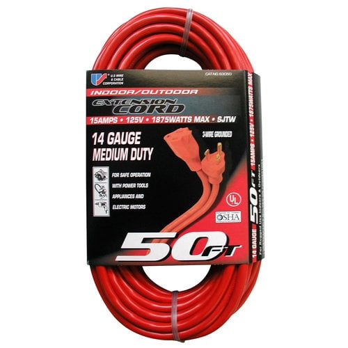 Wire /& Cable//Flexon US Wire 63100 14//3 100-Foot SJTW Orange Medium Duty Extension Cord U.S