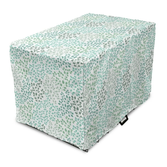 Leaf Dog Crate Cover, Pattern Leafage Branches Silhouette Nature Theme Foliage Forest, Easy to Use Pet Kennel Cover Small Dogs Puppies Kittens, 7 Sizes, Sage Green Turquoise, by Ambesonne