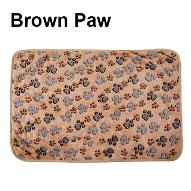 Cat Dog Puppy Pet Bone Paw Print Warm Coral Fleece Mat Soft