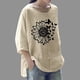 thumbnail image 3 of Camiseta holgada de manga 3/4 con cuello redondo y estampado a la moda para mujer Fridja  fjkfkj3473, 3 of 5