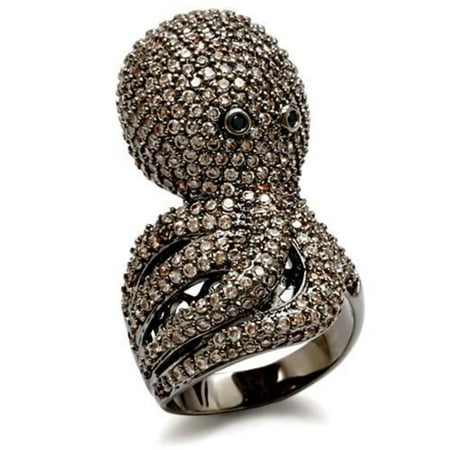 Luxe Jewelry Designs Women s Ruthenium Plated Brass Ring with AAA Grade CZ Multi Color – Size 10