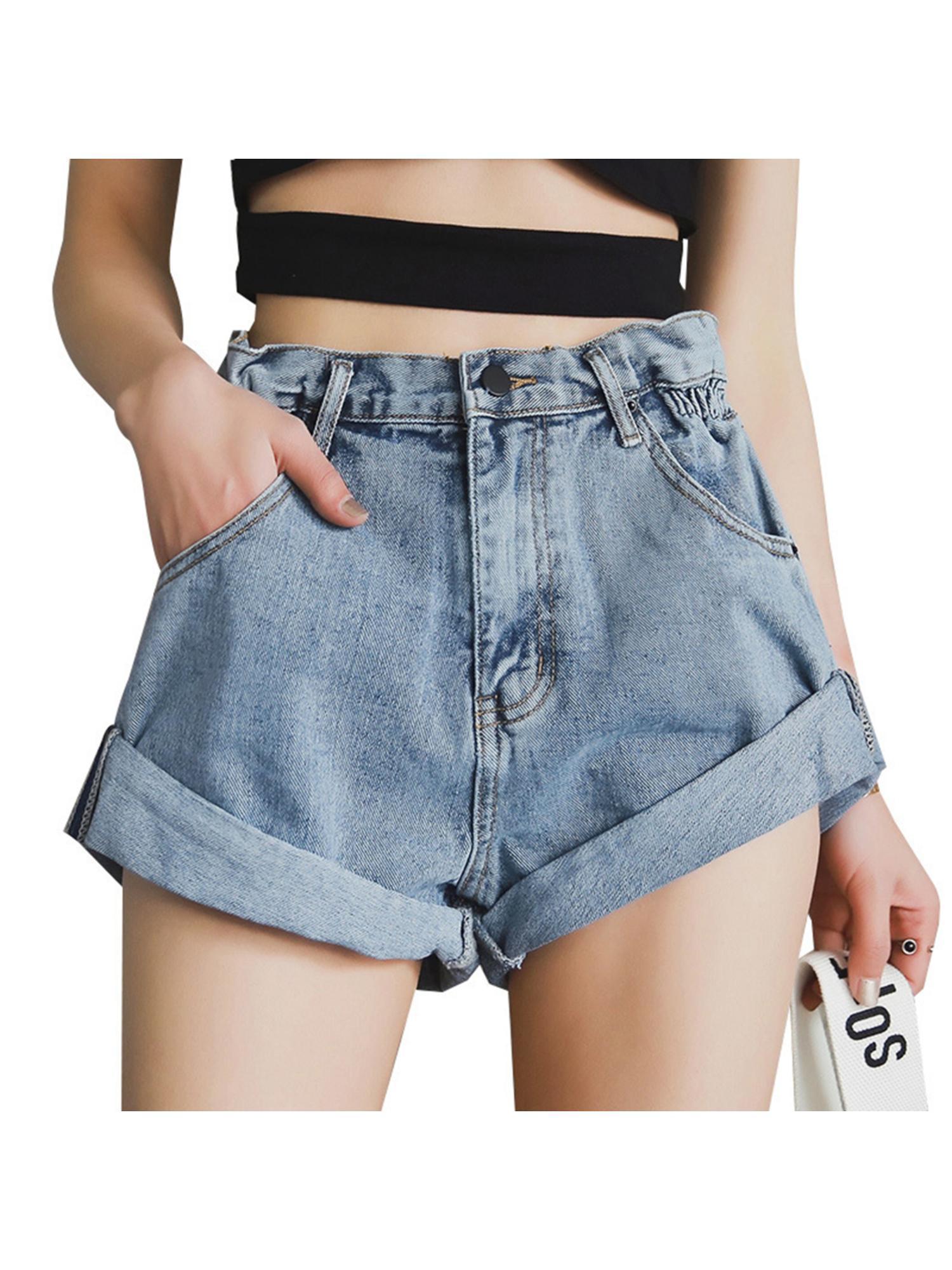Women High Waisted Denim Shorts Loose 