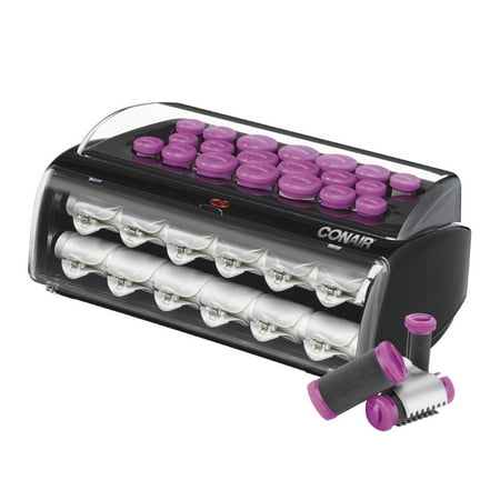 Conair Express Curls & Waves Flocked Hair Rollers, 20 Multi-Size Ceramic Hot Rollers, plus 20 Heated (Best Way To Curl Your Hair With Rollers)