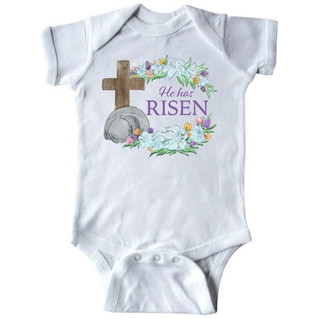 

Inktastic Easter He Has Risen with Cross and Flowers Gift Baby Boy or Baby Girl Bodysuit