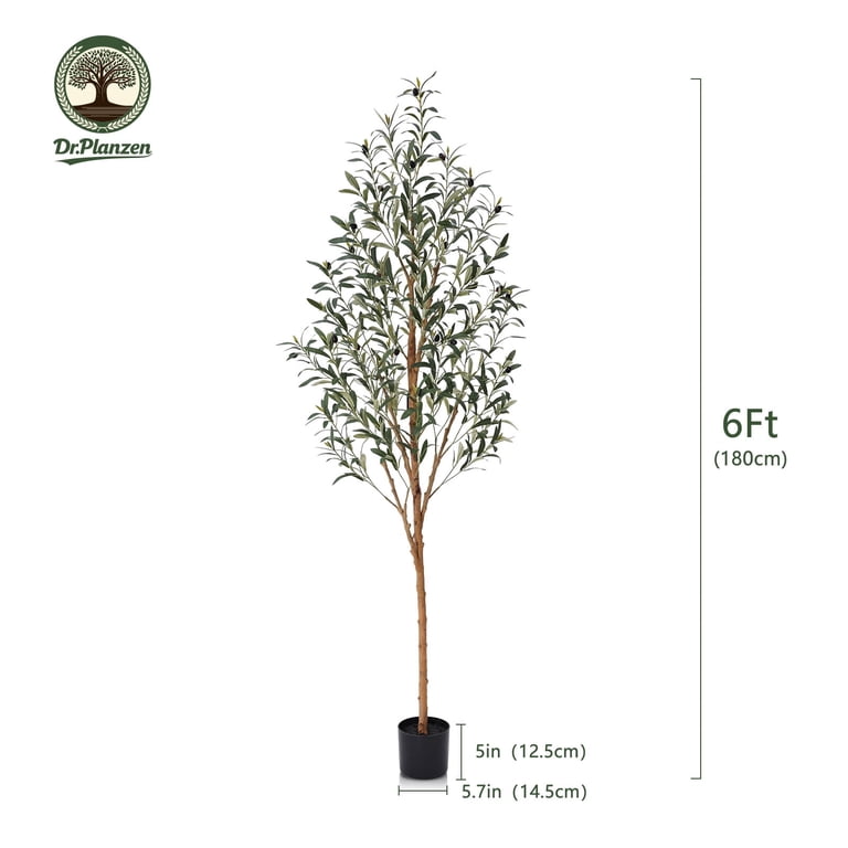 DR.Planzen 6ft Artificial Olive Tree with Natural Wood Trunk photo 2