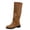 Brown, variant on Shadouami Women Knee High Boots Block Low Heel Suede Pointed Toe Wide Calf Boots Pull on Dress Fall Winter Fashion Shoes Size 4-15 US