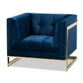 thumbnail image 1 of Baxton Studio Tissu de Velours Ambra avec Chaise d'Appoint Finition Or en Bleu Royal, 1 of 10