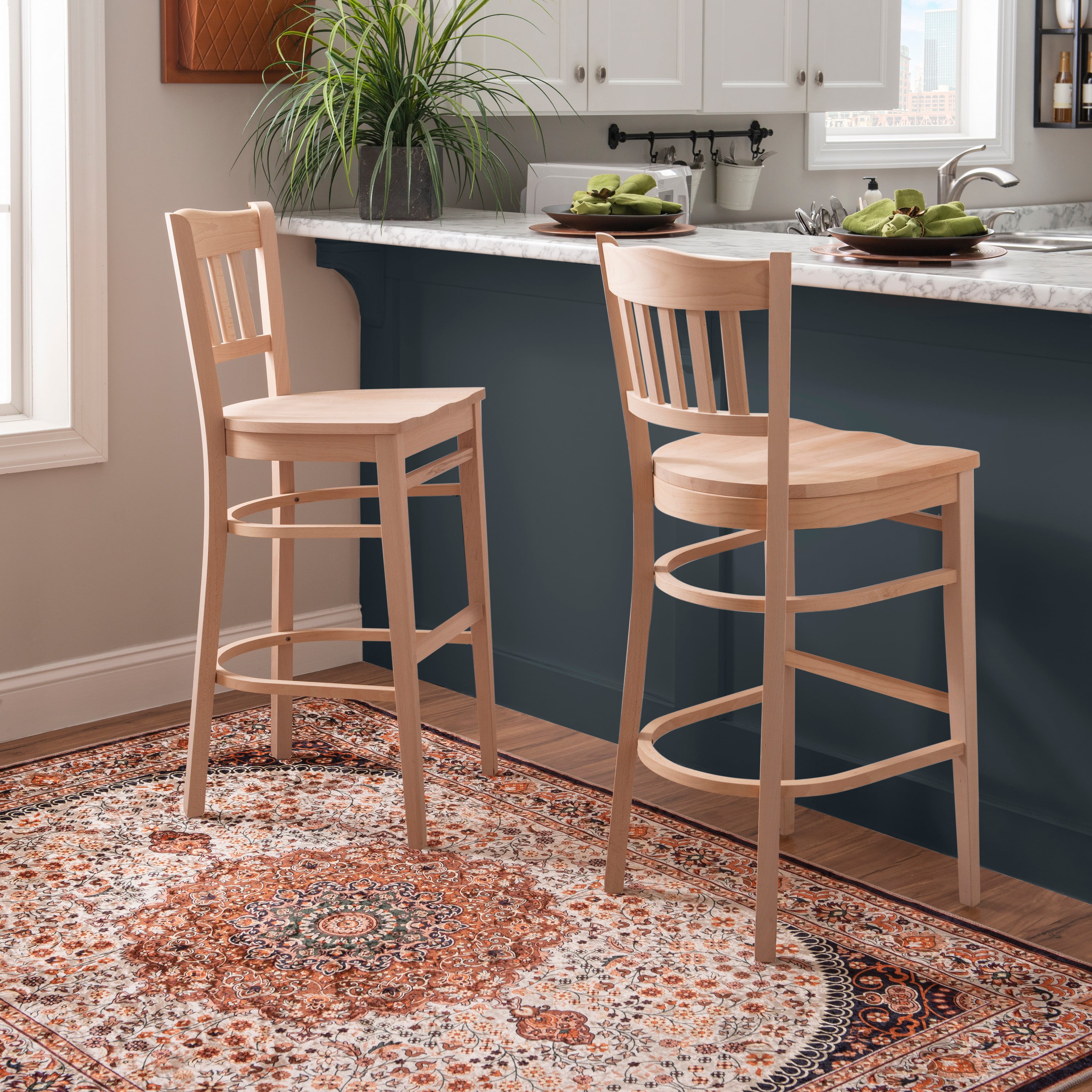 Linon Ashfield Bar Stools, 30" Seat Height, Set of 2, Unfinished