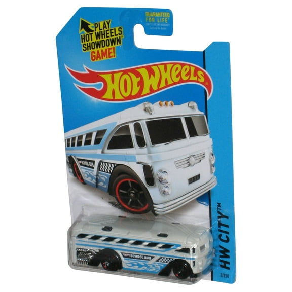 Hot Wheels HW City (2013) White Surfin' School Bus Toy 3/250