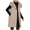 thumbnail image 1 of Chaqueta larga sin mangas con capucha y color liso para mujer, top de poliéster para mujer, 1 of 6