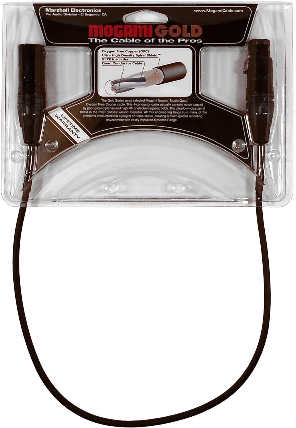 Mogami Gold STUDIO-02 XLR Microphone Cable, XLR-Female to XLR-Male, 3-Pin, Gold Contacts, Straight Connectors, 2 Foot