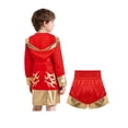 thumbnail image 4 of Haitryli Kids Boys Girls 2pcs Boxing Uniform Robe Shorts Kickboxing Muay Thai Combat Martial Arts Tracksuit Red Gold 14, 4 of 7